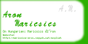 aron maricsics business card